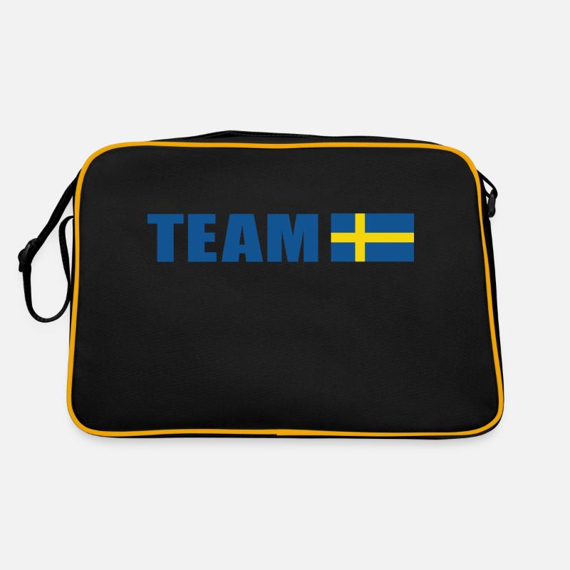 Support-Team Schweden - Retro Tasche - Schwarz/Gold