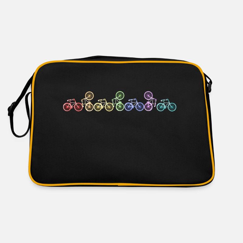 vélo arc en ciel - Sac Retro - noir/or