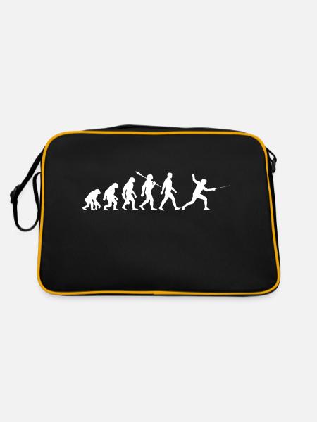 Evolution - Fechten - Fechter - Kampfsport - Retro Tasche - Schwarz/Gold - Hinten