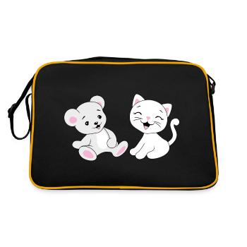 Bébé ours et chaton qui rit - Sac Retro - noir/or - Dos