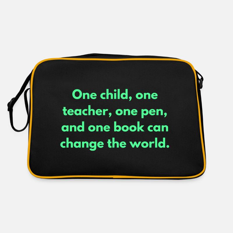 Ein Kind Ein Lehrer, ein Stift und eine Buchdose - Retro Tasche - Schwarz/Gold