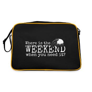 Where is the Weekend? Kawaii Tapir Weekend Fun - Retro Bag - black/gold - Back