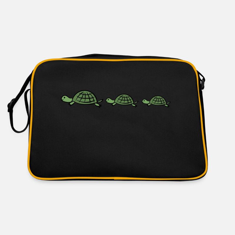 Schildkröten - Retro Tasche - Schwarz/Gold