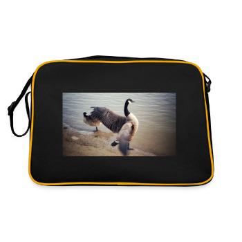 Grand oiseau aux ailes déployées - Sac Retro - noir/or - Dos
