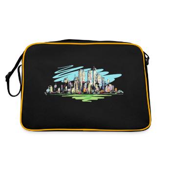 City skyline colorful - Retro Bag - black/gold - Back