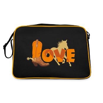 Cowboystiefel und Pferdesilhouette - Retro Tasche - Schwarz/Gold - Hinten