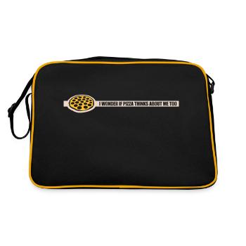 pizza thinks about me - Retro Tasche - Schwarz/Gold - Hinten