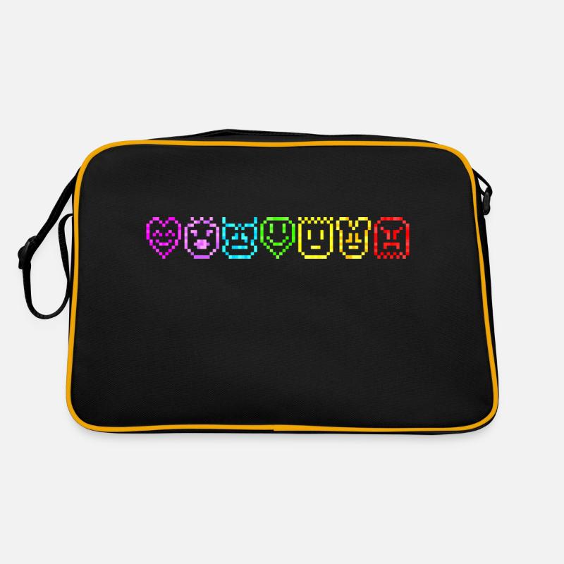 Lustige Emotionen Regenbogenfarbe Emoticon Retro Tasche