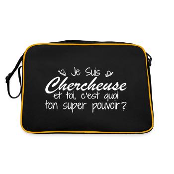 Je suis Chercheuse. C'est quoi ton super pouvoir ? - Sac Retro - noir/or - Dos