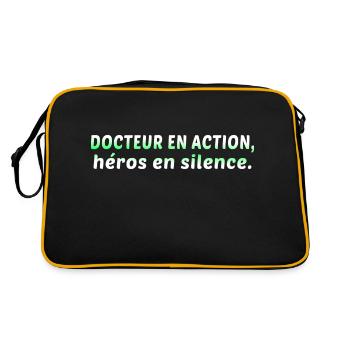 Docteur médecin infirmier sante blouse blanche - Sac Retro - noir/or - Dos