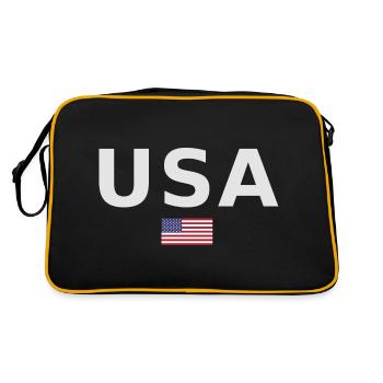 TEAM USA amerikanische Flagge Fahne unter Schrift - Retro Tasche - Schwarz/Gold - Hinten
