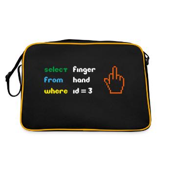 Funny SQL Query: 8-Bit Middle Finger for Geeks - Retro Bag - black/gold - Back
