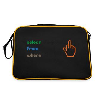Funny SQL Query: 8-Bit Middle Finger for Geeks - Retro Bag - black/gold - Back