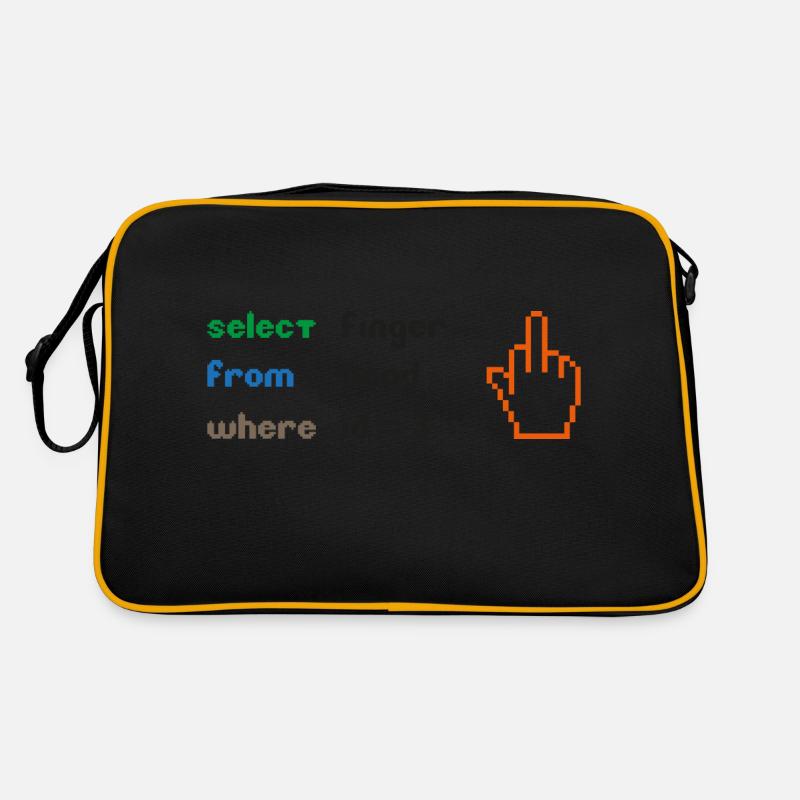 Lustige SQL-Abfrage: 8-Bit-Mittelfinger für Geeks Retro Tasche