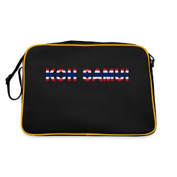 Koh Samui Thailand Flagge T-Shirt minimalistisch - Retro Tasche - Schwarz/Gold - Hinten