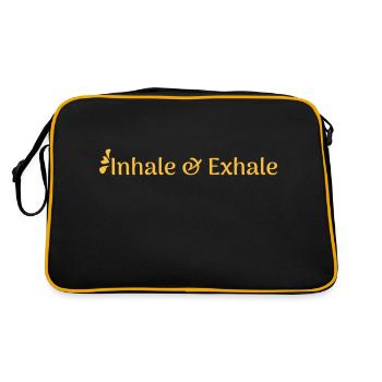 inhale & exhale Sprüche - Retro Tasche - Schwarz/Gold - Hinten