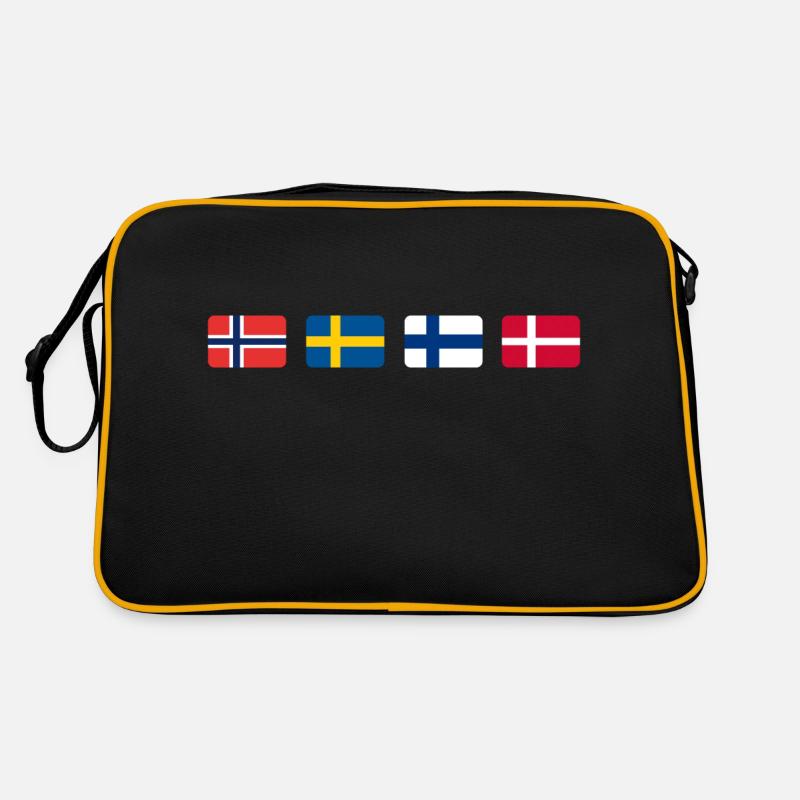 SCANDINAVIAN FLAGS - Retro Tasche - Schwarz/Gold