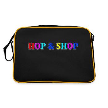 Hüpfen und Einkaufen - Retro Tasche - Schwarz/Gold - Hinten