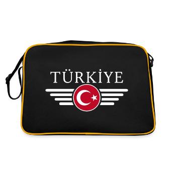 Türkei T-Shirt: Kultur, Küste, Gastfreundschaft - Retro Tasche - Schwarz/Gold - Hinten
