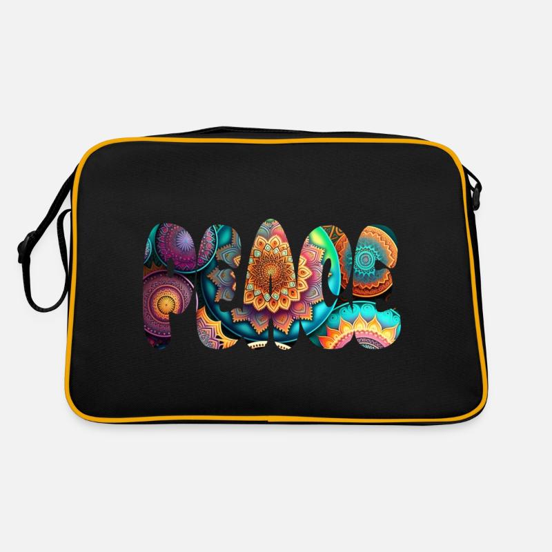 PEACE - Retro Tasche - Schwarz/Gold