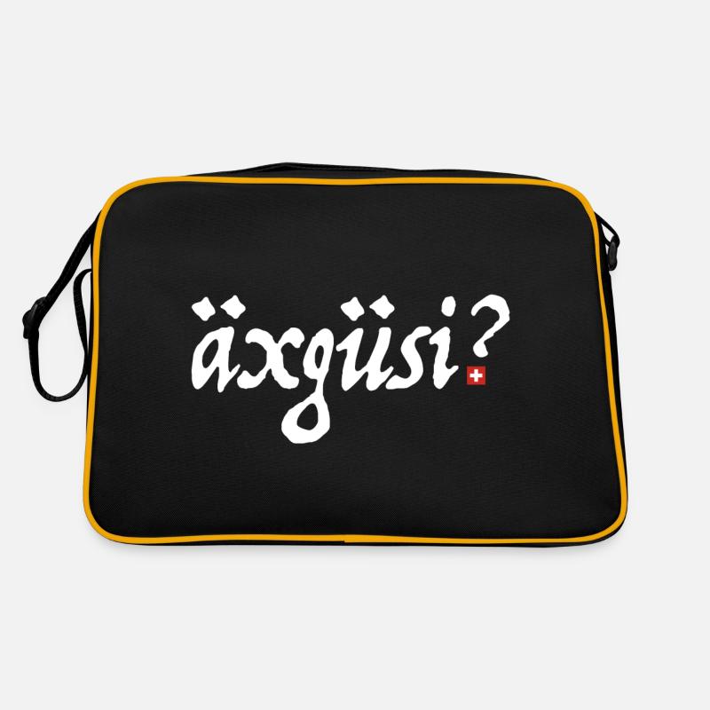 äxgüsi | Sorry, Schweiz, Schweizerdeutsch Retro Tasche