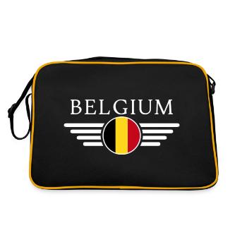 Belgien T-Shirt: Mode & Pralinen, pure Eleganz - Retro Tasche - Schwarz/Gold - Hinten