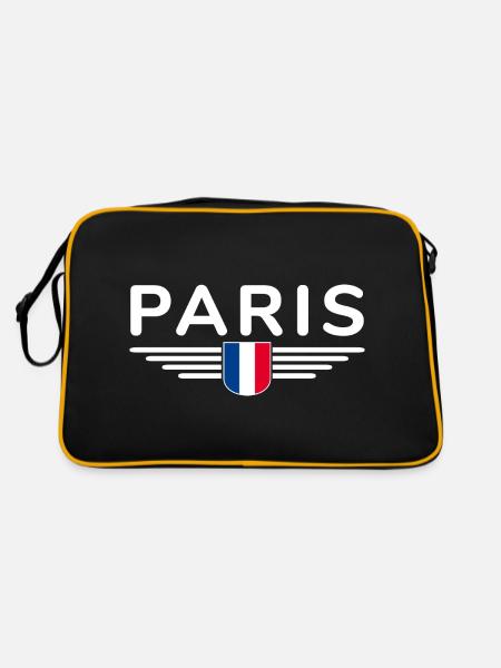 Paris Frankreich Outfit T-Shirt Design Geschenk - Retro Tasche - Schwarz/Gold - Hinten