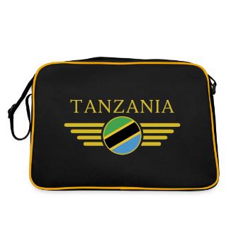 Ich liebe Tansania, Eleganz Stil Design T-Shirt - Retro Tasche - Schwarz/Gold - Hinten