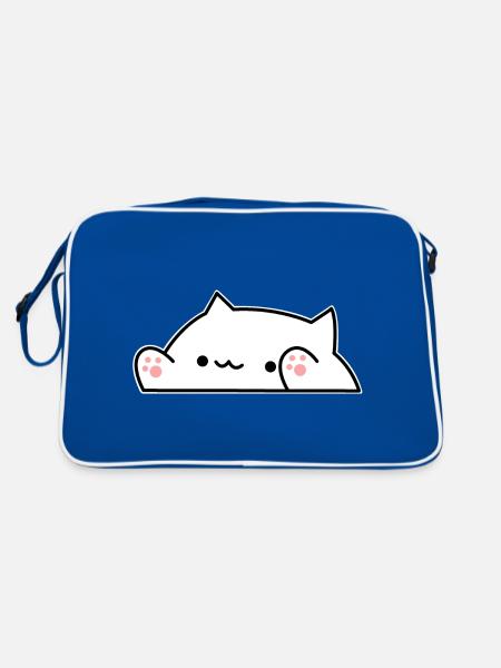 Funny cat | Cat friend, play - Retro Bag - blue/white - Back