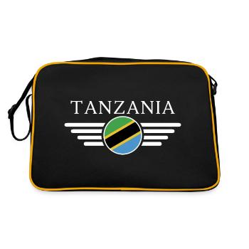 Ich liebe Tansania, Eleganz Stil Design T-Shirt - Retro Tasche - Schwarz/Gold - Hinten