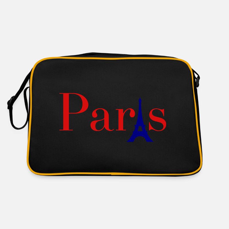 Paris Red Text with Blue Eiffel Tower Retro Bag
