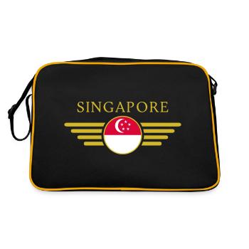 Ich liebe Singapur, Eleganz Stil Design T-Shirt - Retro Tasche - Schwarz/Gold - Hinten
