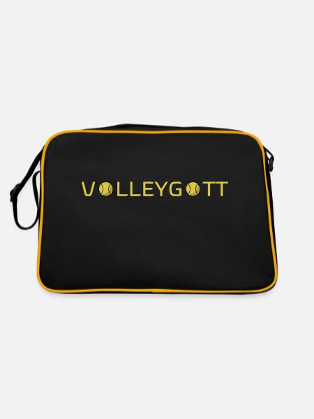 Volleygott Ball gelb - Retro Tasche - Schwarz/Gold - Hinten