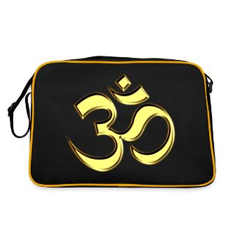 OM (AUM - I AM) - Sacred Symbol, gold, - Retro Bag - black/gold - Back