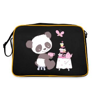 Cute little panda with cupcakes - Sac Retro - noir/or - Dos