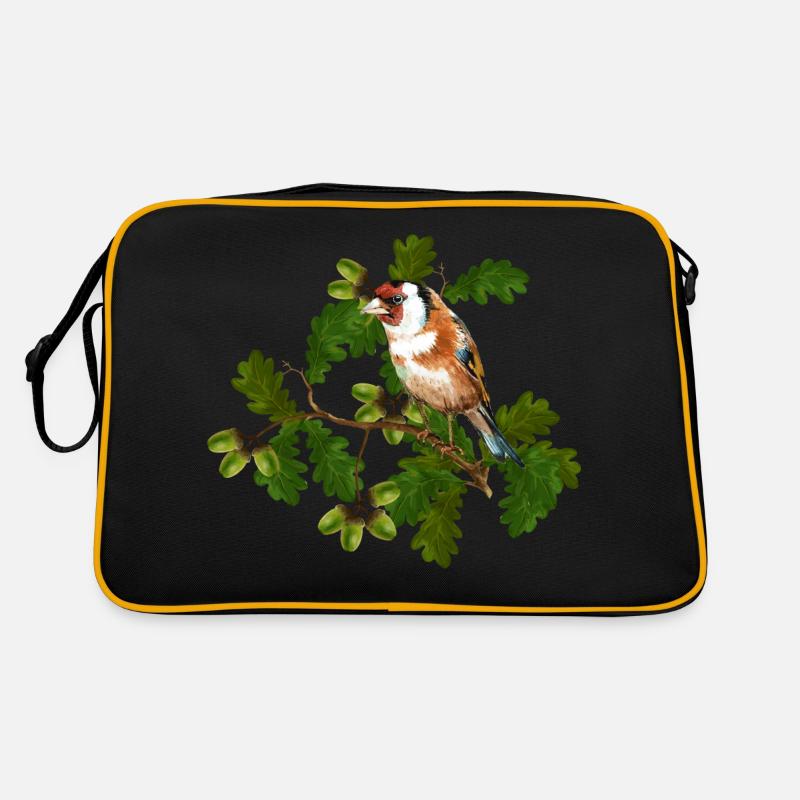 Vogel - Retro Tasche - Schwarz/Gold