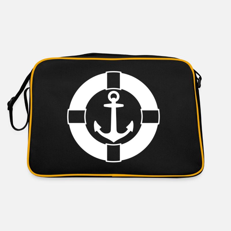 Anker in Rettungsring weiß Retro Tasche