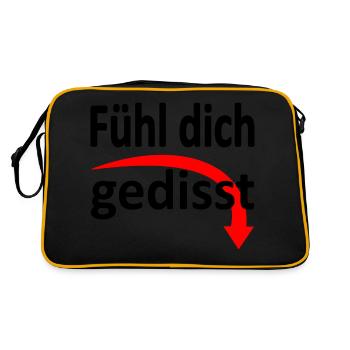 Fühl dich gedisst - Version 2 - Retro Tasche - Schwarz/Gold - Hinten