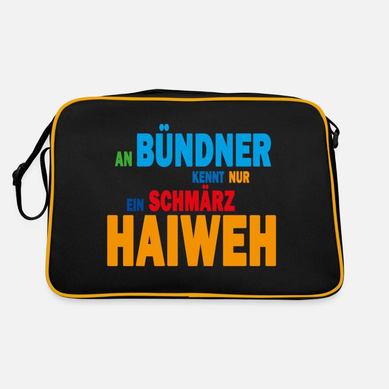 An Bündner kennt nur ein schmärz Haiweh Retro Tasche