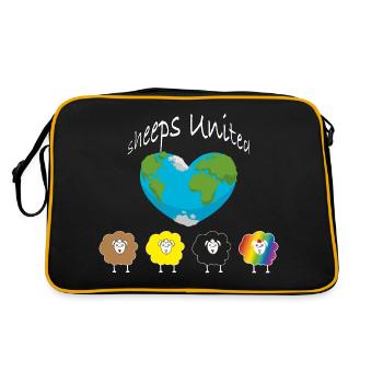 Les moutons du monde s’unissent ! Le monde un cœur. - Sac Retro - noir/or - Dos