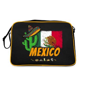 Cactus vintage du Mexique avec drapeau, Sombrero - Sac Retro - noir/or - Dos