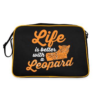 Life Is Better With A Leopard Cat Lover T-Shirt - Retro Bag - black/gold - Back