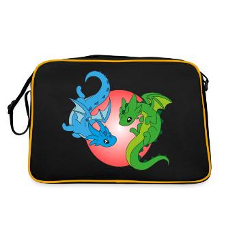 2 Fliegende Drachen - Retro Tasche - Schwarz/Gold - Hinten