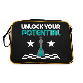 Unlock Your Potential Chess Player Chess Board - Retro Tasche - Schwarz/Gold - Hinten