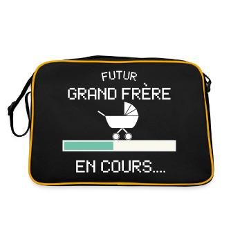Futur Grand Frère Bientôt Frère Naissance Bèbè - Retro Bag - black/gold - Back