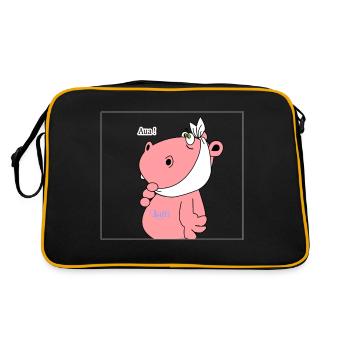 dental pain dentist hippo hippo children doctor - Retro Bag - black/gold - Back
