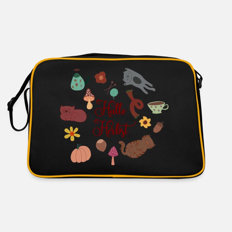 Hallo Herbst - Retro Tasche - Schwarz/Gold