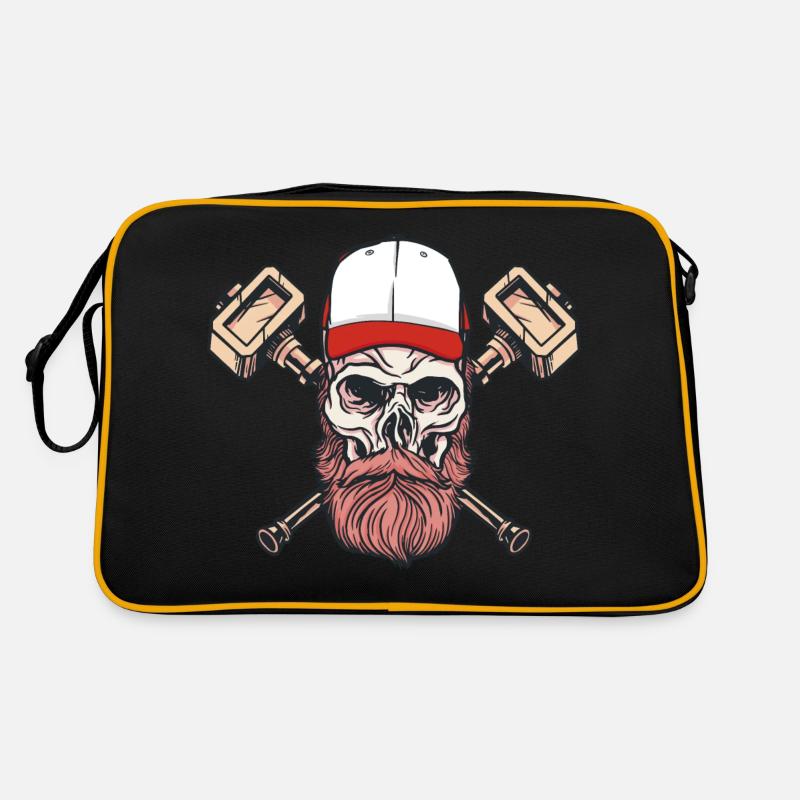 Bartbart Totenkopf Hammerbrille Bartbart Totenkopf - Retro Tasche - Schwarz/Gold