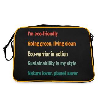 Ich bin ökologisch. Naturfreund. - Retro Tasche - Schwarz/Gold - Hinten