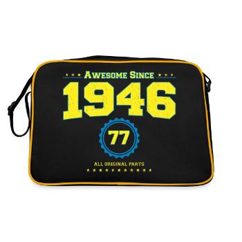 Awesome 1946 Shirt für Männer Frauen 77 Jahre alt 77. - Retro Tasche - Schwarz/Gold - Hinten